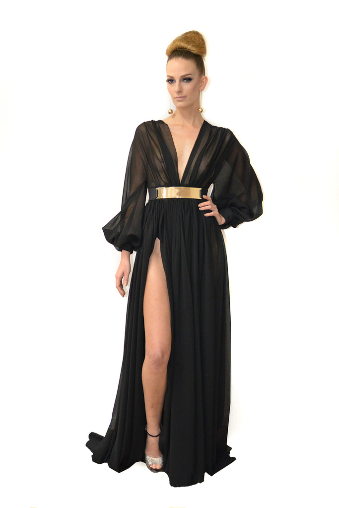 Long sleeve chiffon gown STELLO Long sleeve chiffon gown STELLO